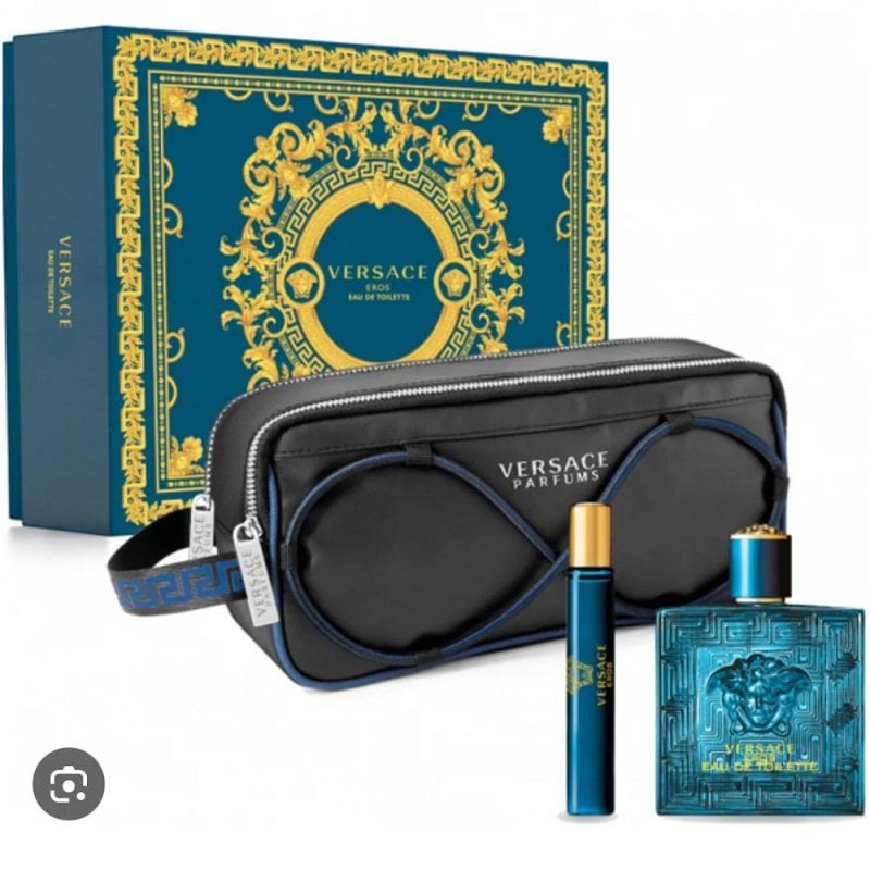 Versace Eros Men Edt 100Ml +10Ml+Bolso Set  Versace Eros Men Edt 100Ml +10Ml+Bolso Set